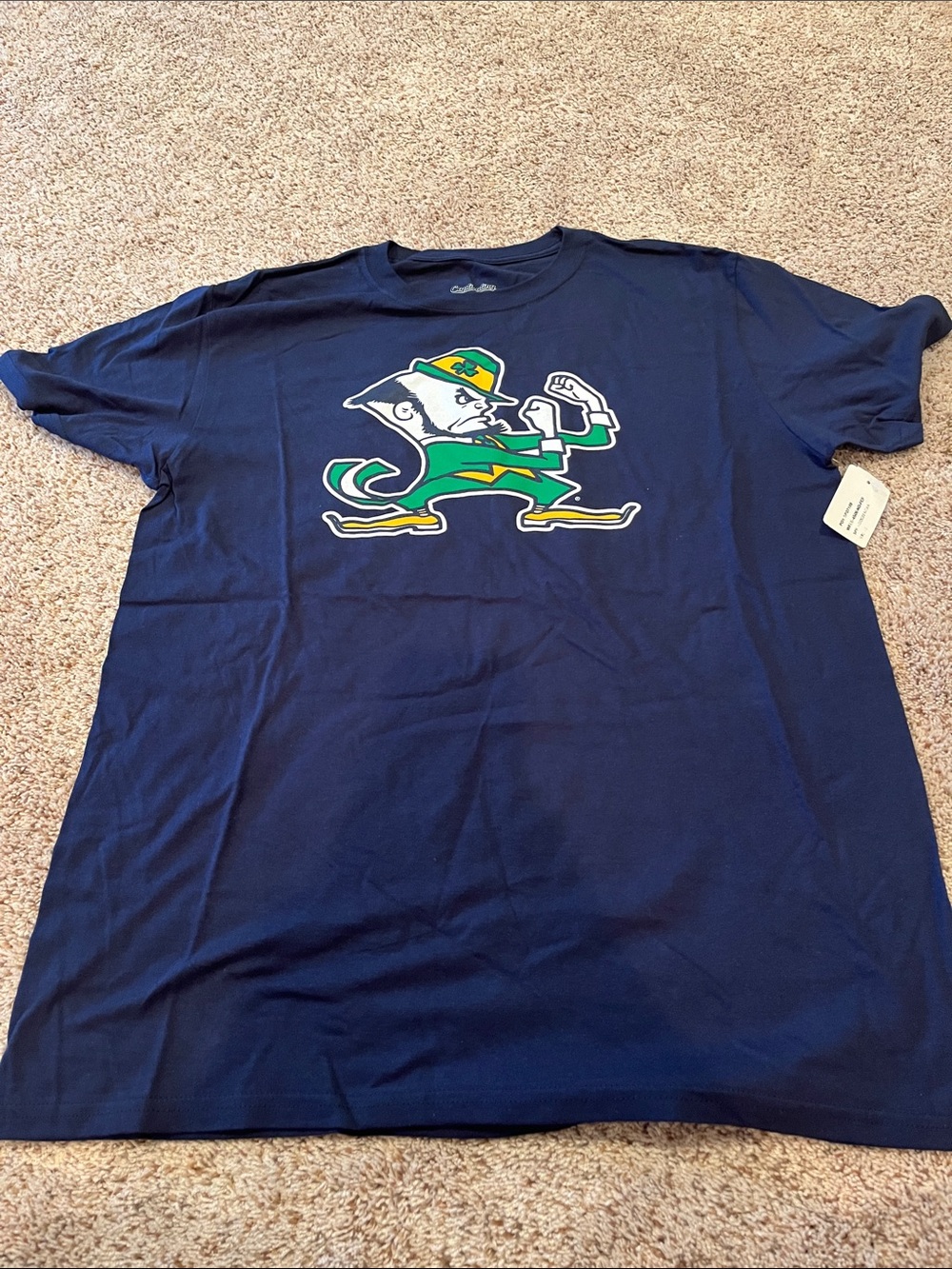 Notre Dame Navy Short-Sleeve Tee with Green & Yellow Mascot Graphic